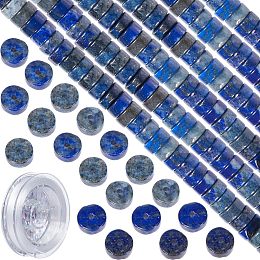 SUNNYCLUE 1 Box 135Pcs Flat Stone Beads Lapis Lazuli Beads 6mm Stone Bead String Gemstone Beads Healing Energy Gemstone Spacer Loose Beads for Jewelry Making DIY Earrings Bracelet Necklace Women Gift