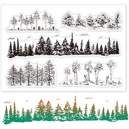 GLOBLELAND Trees Silicone Clear Stamps Pine Tree Palm Tree Transparent Stamp for Christmas Birthday Thanksgiving Cards Making DIY Scrapbooking Photo Album Decoration Paper Craft