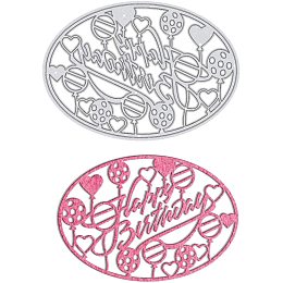 GLOBLELAND Happy Birthday Cutting Dies Metal Balloon Die Cuts for DIY Making Paper Card Craft Decoration Supplies, Matte Platinum