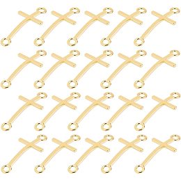 CHGCRAFT 60Pcs Sideways Cross Link Connector Charms Cross Link Charms Alloy Connector Charms for DIY Bracelet Necklace Jewelry Craft Making, Golden, 39x17x2mm