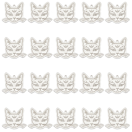 DICOSMETIC 20Pcs Divination Cat Head Charms Flat Cat Pendants Stainless Steel Cat with Moon Charms Cute Pet Cat Pendants Small Animal Pendants for Jewelry Crafts Making, Hole: 1.4mm