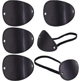 GORGECRAFT 4Pcs Eye Patches Pirate Costume Accessories Imitation Leather Single Eye 3D Adjustable Medical Eyepatch Pirate Style One-Eyed Patch for Adults, Black