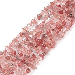 Honeyhandy Natural Strawberry Quartz Chip Bead Strands, 5~8x5~8mm, Hole: 1mm, about 31.5 inch