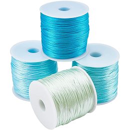 PandaHall Elite Nylon Rattail Satin Silk Trim Cord 4 Colors 320 Yards 1mm Beading String Cord for Chinese Knotting, Kumihimo, Beading, Macramé, Craft Supplies,