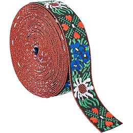 BENECREAT 5 Yards Vintage Jacquard Ribbon, About 1 Inch Wide Colorful Jacquard Embroidery Ribbon, Ethnic Style Embroidery Jacquard Ribbon for Jacquard Weaving, Garment Decoration