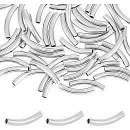 UNICRAFTALE 50 pcs Curved Tube Beads Spacer Beads Noodles Beads 201 Stainless Steel Beads Loose Beads Metal Tube Spacer Beads Finding for DIY Bracelet Necklace Jewelry Making