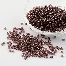 Honeyhandy 8/0 Glass Seed Beads, Silver Lined Round Hole, Round, Rosy Brown, 3mm, Hole: 1mm, about 1097pcs/50g