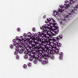 Honeyhandy 11/0 Grade A Baking Paint Glass Seed Beads, Round, Medium Orchid, 2.3x1.5mm, Hole: 1mm, about 5300pcs/50g