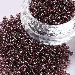 Honeyhandy 12/0 Glass Seed Beads, Silver Lined Round Hole, Round, Rosy Brown, 2mm, Hole: 1mm, about 6666pcs/100g