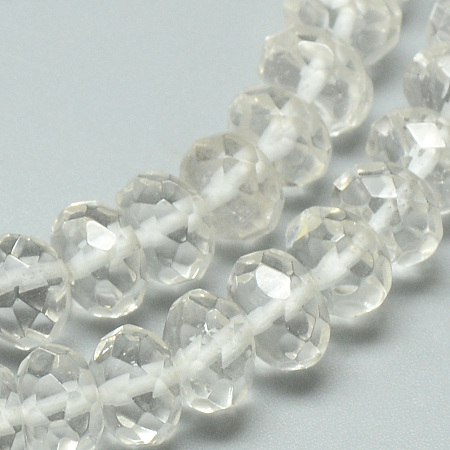 Arricraft Natural Quartz Crystal Beads Strands, Faceted, Rondelle, 8x5mm, Hole: 1mm, about 79pcs/strand, 15.7 inches