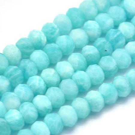 Arricraft Natural Amazonite Beads Strands, Rondelle, Faceted, 4x2.5~3mm, Hole: 0.7mm, about 138~139pcs/strand, 15.3 inches(39cm)