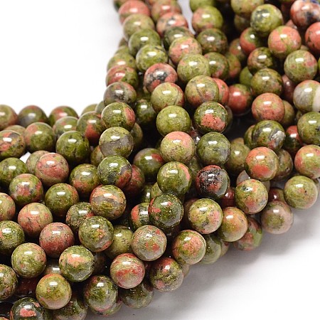ARRICRAFT Natural Gemstone Unakite Round Bead Strands, 10mm, Hole: 1mm, about 40pcs/strand, 15.7 inches