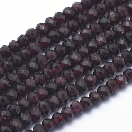 Arricraft Natural Garnet Beads Strands, Rondelle, Faceted, 4x3mm, Hole: 1mm, about 102pcs/strand, 15.3 inches