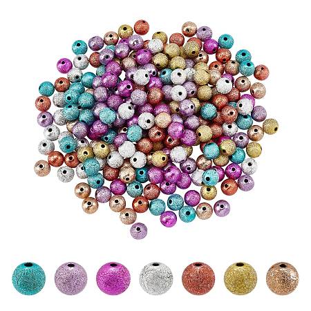 Pandahall Elite 231pcs Stardust Spacer Beads 8mm Stardust Glitter Beads 7 Colors Spray Painted Acrylic Beads Matte Glitter Beads Round Ball Loose Beads for Jewelry Craft Making Christmas Party Decor