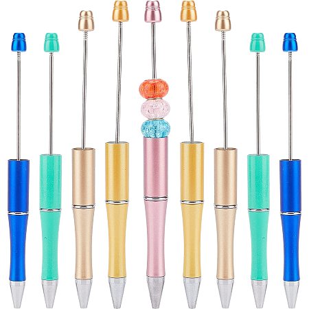 GORGECRAFT 15Pcs/Set 5 Colors Empty Tube Pens Plastic Beadable Ballpoint Pen Suitable for 0.08inch Apertures Bead