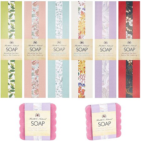 AHANDMAKER Soap Wrapper, 60 Pcs 6 Colors Handmade Soap Cardboard Display Cards, Soap Paper Tag Soap Sleeves Covers for Homemade Soap Bar Packaging Supplies