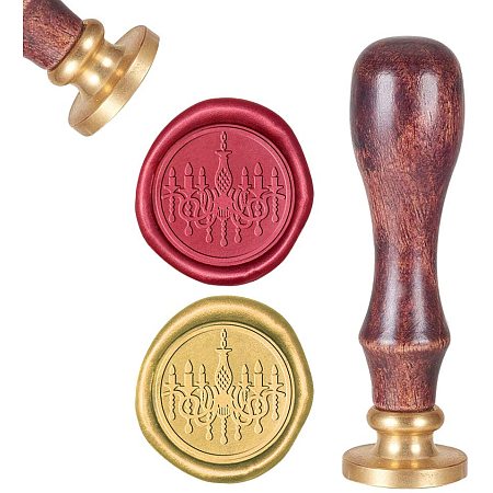 CRASPIRE Wax Seal Stamp, Sealing Wax Stamps Candle Chandelier Retro Wood Stamp Wax Seal 25mm Removable Brass Seal Wood Handle for Envelopes Invitations Wedding Embellishment Bottle Decoration