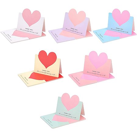 CRASPIRE 60PCS Thank You Cards Heart Greeting Cards Foldable Blank Cards 6 Colours for Shower,Thanks Giving Day,Invitation,Graduation,Business Thanks