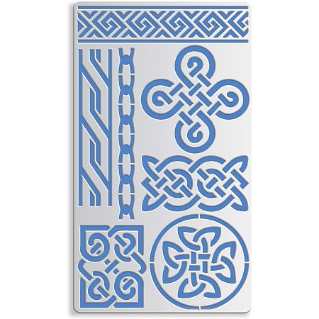 BENECREAT 4x7 Inch Metal Journal Stencil, Round/Rectangle Celtic Knot Template for Wood carving, Drawings and Woodburning, Engraving and Scrapbooking Project