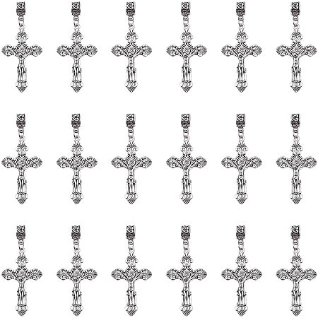 CHGCRAFT 30Pcs Antique Silver Cross Charms Pendants Jewelry Findings for Making Bracelet and Necklace for DIY Jewelry