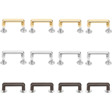 SUPERFINDINGS 12 Sets 3 Colors Metal Bag Strap Connector Buckle Bag Suspension Clasps Anchor Bridge Buckles Chain Strap Connector with Screws for DIY Leather Crafts Purse Making