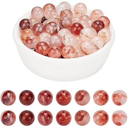 Arricraft About 48 Pcs Natural Stone Beads 8mm, Natural Hematoid Quartz Round Beads, Gemstone Loose Beads for Bracelet Necklace Jewelry Making ( Hole: 1mm )