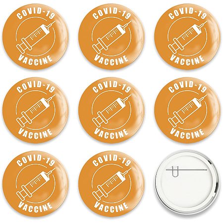 GLOBLELAND 9 Pcs Cartoon Vaccine Button Pins I Got Vaccinated Yellow Pattern for Men's/Women's Brooches or Doctors, Nurses, Hospitals, 2-1/4 Inch