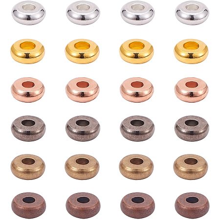 PH PandaHall 4mm Metal Heishi Beads, 300pcs 6 Color Smooth Flat Spacer Beads Disc Heishi Spacer Charm Beads Connector for Polymer Clay Heishi Disc Bracelet Necklace Making