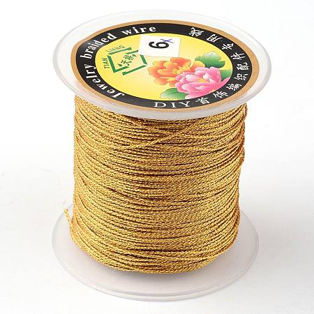 Honeyhandy Round Metallic Cord, 12-Ply, Gold, 1mm, about 54.68 yards(50m)/roll
