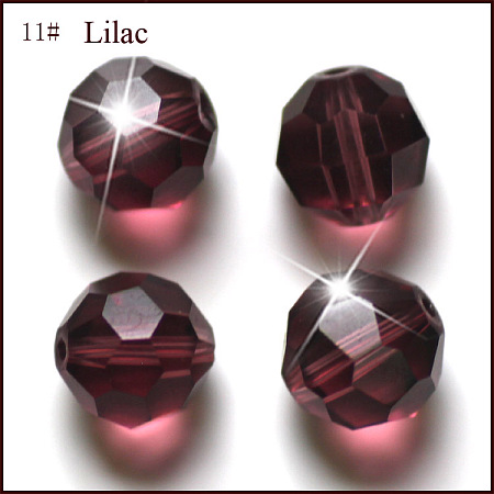 Honeyhandy Imitation Austrian Crystal Beads, Grade AAA, Faceted, Round, Purple, 6mm, Hole: 0.7~0.9mm