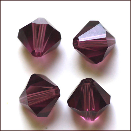 Honeyhandy Imitation Austrian Crystal Beads, Grade AAA, Faceted, Bicone, Dark Orchid, 4x4mm, Hole: 0.7~0.9mm