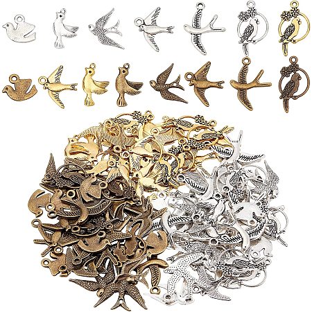 SUNNYCLUE 1 Box 150Pcs 15 Style Bird Charms Hummingbird 3D Animal Alloy Parrot Enamel Pendants for Jewelry Making DIY Necklace Bracelet Earring Supplies Accessories, Mixed Color