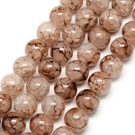 Arricraft Baking Painted Crackle Glass Beads Strands, Round, Camel, 8mm, Hole: 1.3~1.6mm, about 100pcs/strand, 31.4 inches