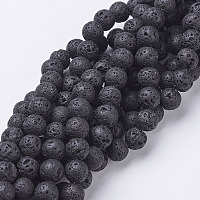 ARRICRAFT Natural Lava Rock Beads Strands, Round, Black, 8mm, Hole: 1mm, about 49pcs/strand, 15.4 inches