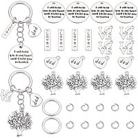 PandaHall Elite Dad Keychain Making Kit, 20pcs 5 Styles Love Dad Charms Pendants Tree of Life Charm Metal Pendant with 4pcs Key Rings 20pcs Open Jump Rings for Father's Day Gift DIY Crafting