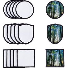 GORGECRAFT 24Pcs 4 Styles Blank Hat Patch Iron Sew On Sublimation Round Rectangle Square Fabric Patches Repair Embroidered Applique Decorations for Clothing Jeans Hats Bags Shirts Shoes