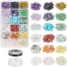 NBEADS 1 Box Crystal Chips Beads, 18 Materials Chips rregular Beads Natural Gemstones Beads with 2 Rolls Elastic Thread for Jewelry Making DIY Crafts, About 5~8mmx5~8mm