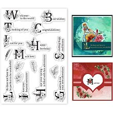 GLOBLELAND Artistic Letters Clear Stamps Silicone Blessing Greeting Thanks Words Clear Stamp Seals for Cards Making DIY Scrapbooking Photo Journal Album Decoration