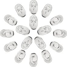 DICOSMETIC 16pcs 2 Styles 18mm Cabochons Beads 304 Stainless Steel Oval with Moon/Star Cabochons Floating Lockets Cabochons for Floating Lockets Memory Lockets,Thick:2mm