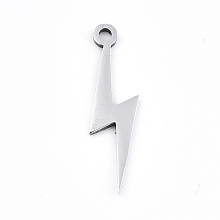 Honeyhandy 201 Stainless Steel Pendants, Laser Cut, Lightning, Stainless Steel Color, 20x6.5x0.9mm, Hole: 1.6mm