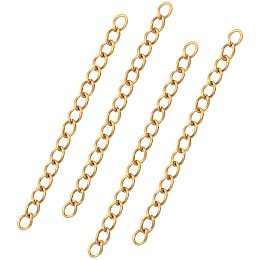 Unicraftale 304 Stainless Steel Chain Extenders, for Jewelry Making, with Bead Container, Golden, 47~53x3mm; about 100strands/box