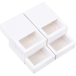 BENECREAT 30 Pack Kraft Paper Drawer Box 3.34x3.34x1.37" White Soap Jewelry Candy Boxes Small Gift Boxes for Gift Wrapping, Christmas, Wedding, Party Favors