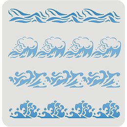 FINGERINSPIRE Waves Stencil 11.8x11.8inch Plastic Ocean Sea Wave Stencil Sea Waves Pattern Stencils Reusable Sea Wave Painting Template for Painting on Wood, Floor, Wall and Tile