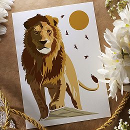 FINGERINSPIRE 6 pcs Layered Lion Stencil 11.7x8.3inch Reusable Lion King Stencil DIY Craft Lion Pattern Drawing Stencil Forest Animal Stencil for Painting on Wall, Furniture, Wood, Paper