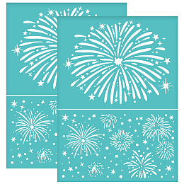 OLYCRAFT Self-Adhesive Silk Screen Printing Stencil, for Painting on Wood, DIY Decoration T-Shirt Fabric, Turquoise, Fireworks Pattern, 195x140mm