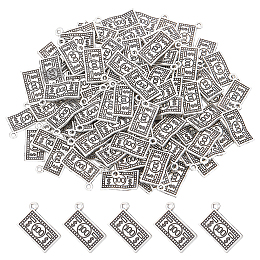 DICOSMETIC 100Pcs Dollars Bill Charm Benjamin's One Hundred Charm Paper Currency Charm Tibetan Antique Silver Charm Alloy Dangle Charm Supplies for DIY Jewelry Crafts Making, Hole: 1.6mm