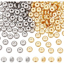 DICOSMETIC 200Pcs 2 Colors Stainless Steel Spacer Beads Flat Round Tiny Smooth Beads Golden Loose Beads Spacers for Jewelry Making Findings DIY Crafts Accessories