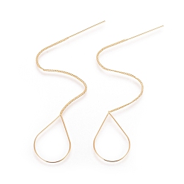 Honeyhandy Brass Stud Earring Findings, Ear Threads, Teardrop, Nickel Free, Real 18K Gold Plated, 105~115mm(include pin length), 25x16.5mm, pin: 0.6mm