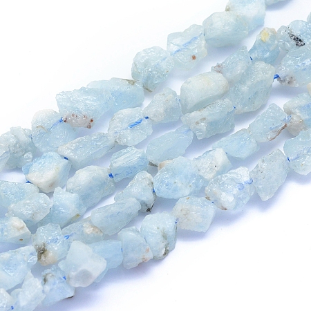 ARRICRAFT Raw Rough Natural Aquamarine Beads Strands, Nuggets, 6~12x6~10x5~8mm, Hole: 0.7mm, about 48pcs/strand, 15.75 inches(40cm)