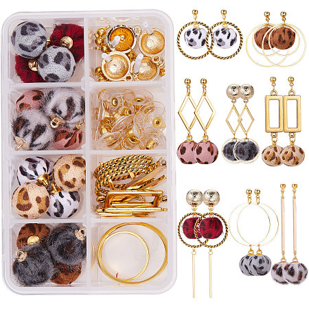 SUNNYCLUE DIY Earring Making, with Handmade Cloth Fabric Covered Pendants, Brass Findings, Alloy Stud Earring Findings and 304 Stainless Steel Links & Pendants, Golden, 16~17x14mm, Hole: 1.5mm